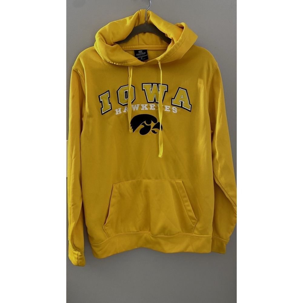 University‎ of Iowa Hawkeyes Hoodie Men's Size Medium Yellow Pullover Sweatshirt